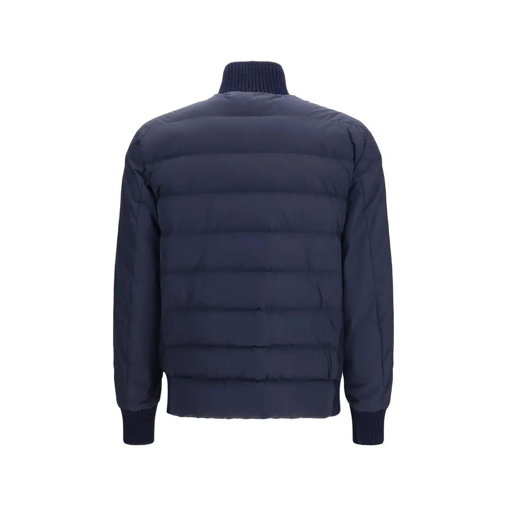 Moncler Sample Sale | Moncler Blue Wool Oves Aries Shell Jacket - | Designer outlet