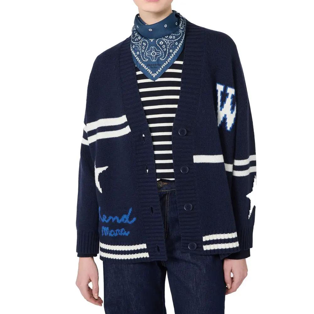 Max Mara Sample Sale | Max Mara Blue Virgin Wool Cardigan - | Designer outlet