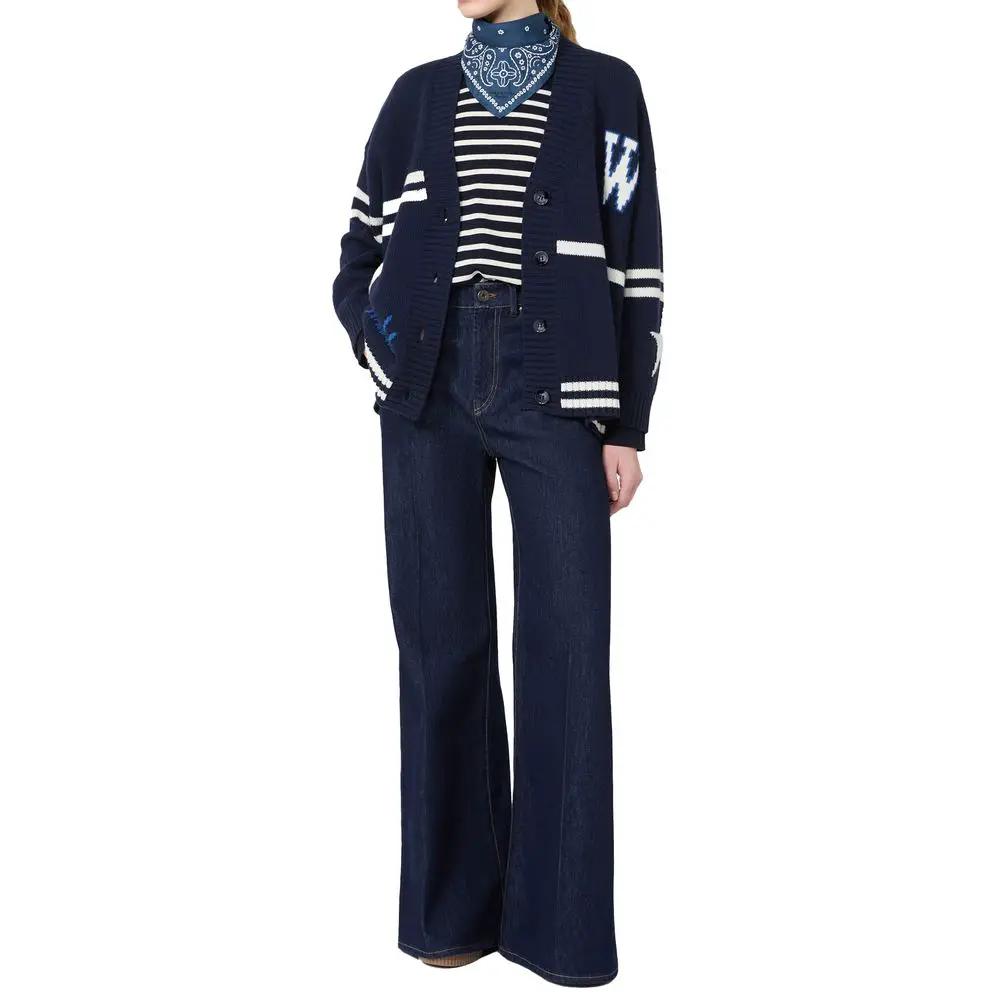 Max Mara Sample Sale | Max Mara Blue Virgin Wool Cardigan - | Designer outlet