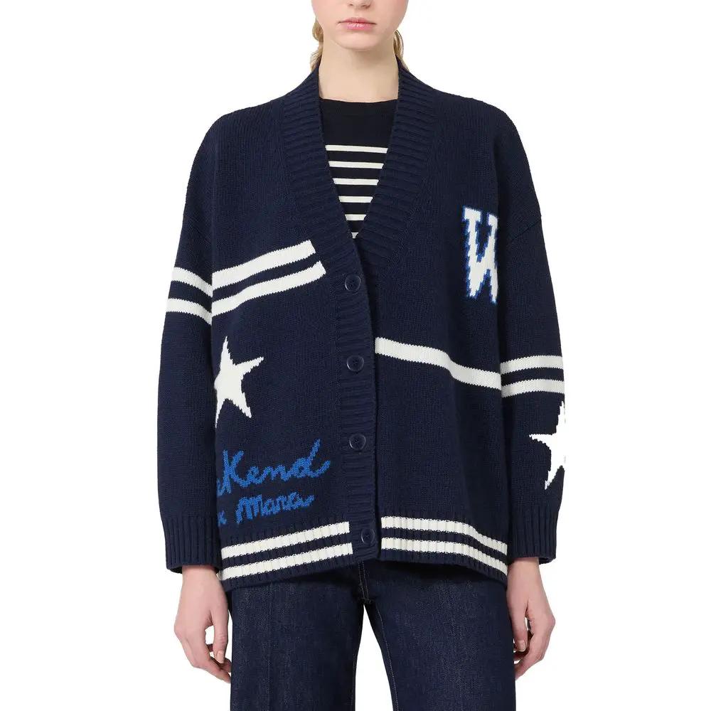 Max Mara Sample Sale | Max Mara Blue Virgin Wool Cardigan - | Designer outlet