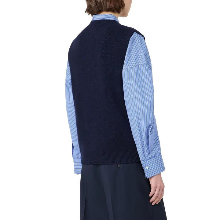 Max Mara Sample Sale | Max Mara Blue Virgin Wool Waistcoat - | Designer outlet