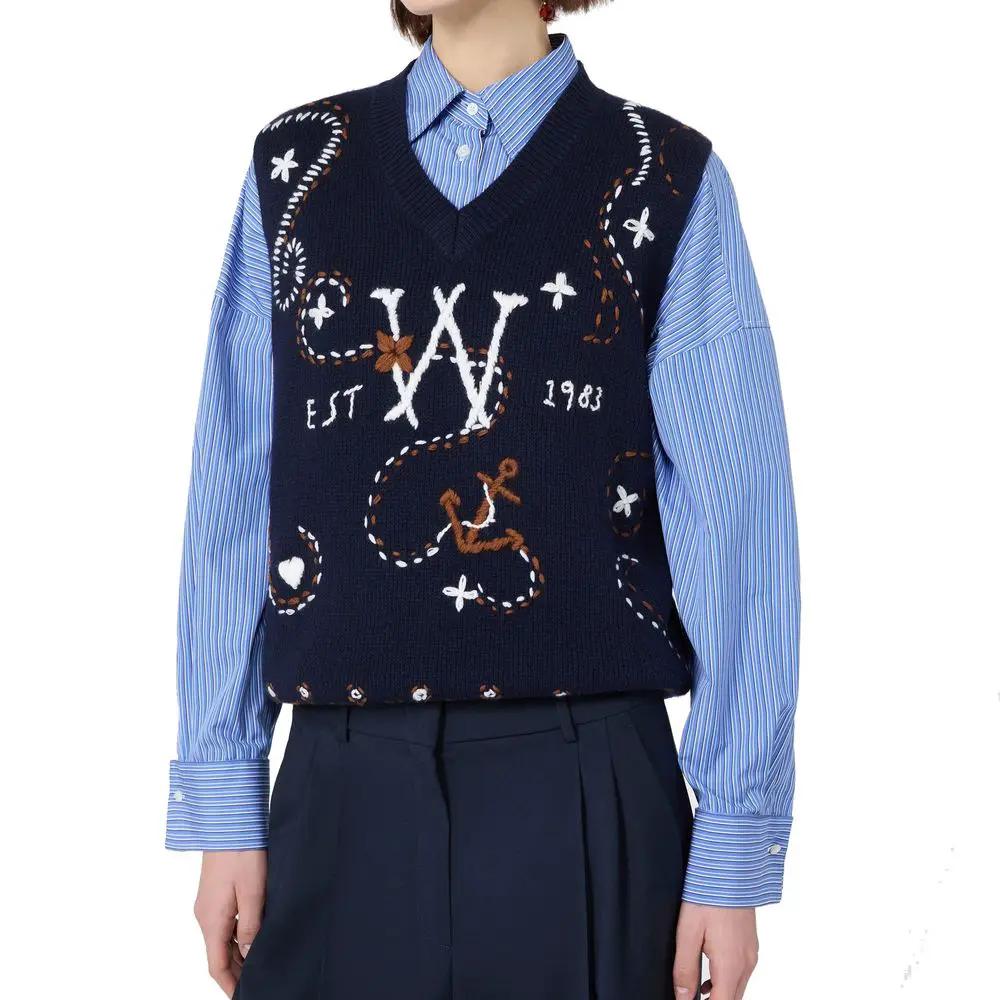 Max Mara Sample Sale | Max Mara Blue Virgin Wool Waistcoat - | Designer outlet