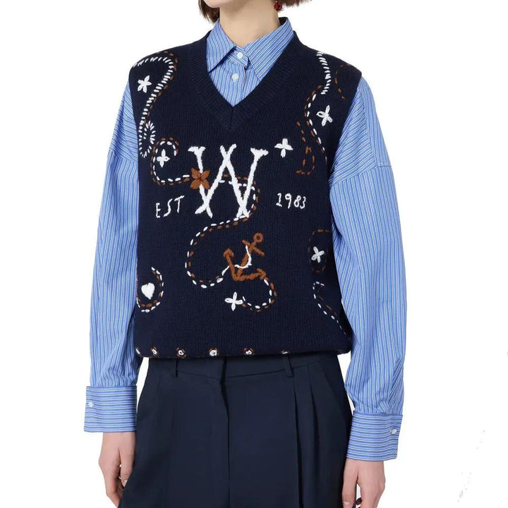 Max Mara Sample Sale | Max Mara Blue Virgin Wool Waistcoat - | Designer outlet