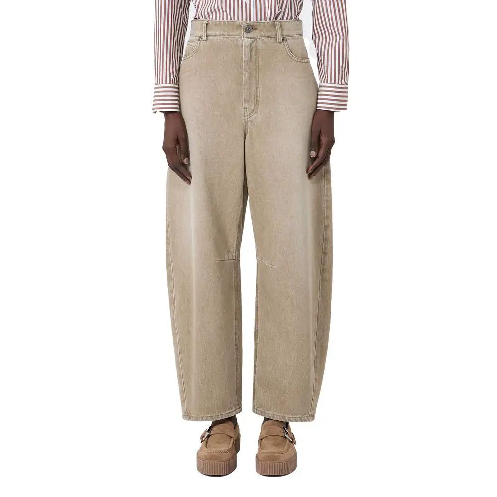 Max Mara Sample Sale | Max Mara Beige Cotton Relaxed Fit Jeans - | Designer outlet