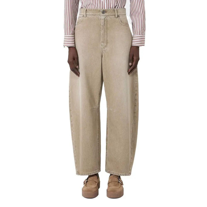Max Mara Sample Sale | Max Mara Beige Cotton Relaxed Fit Jeans - | Designer outlet