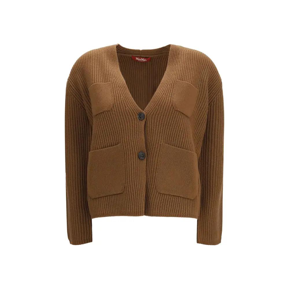 Max Mara Sample Sale | Max Mara Brown Wool Oves Aries Cardigan - | Designer outlet