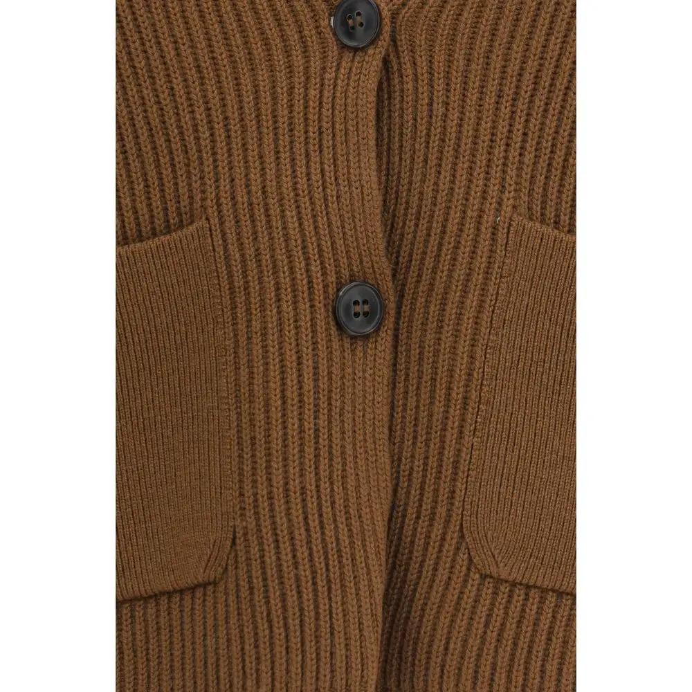Max Mara Sample Sale | Max Mara Brown Wool Oves Aries Cardigan - | Designer outlet