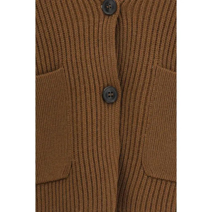 Max Mara Sample Sale | Max Mara Brown Wool Oves Aries Cardigan - | Designer outlet