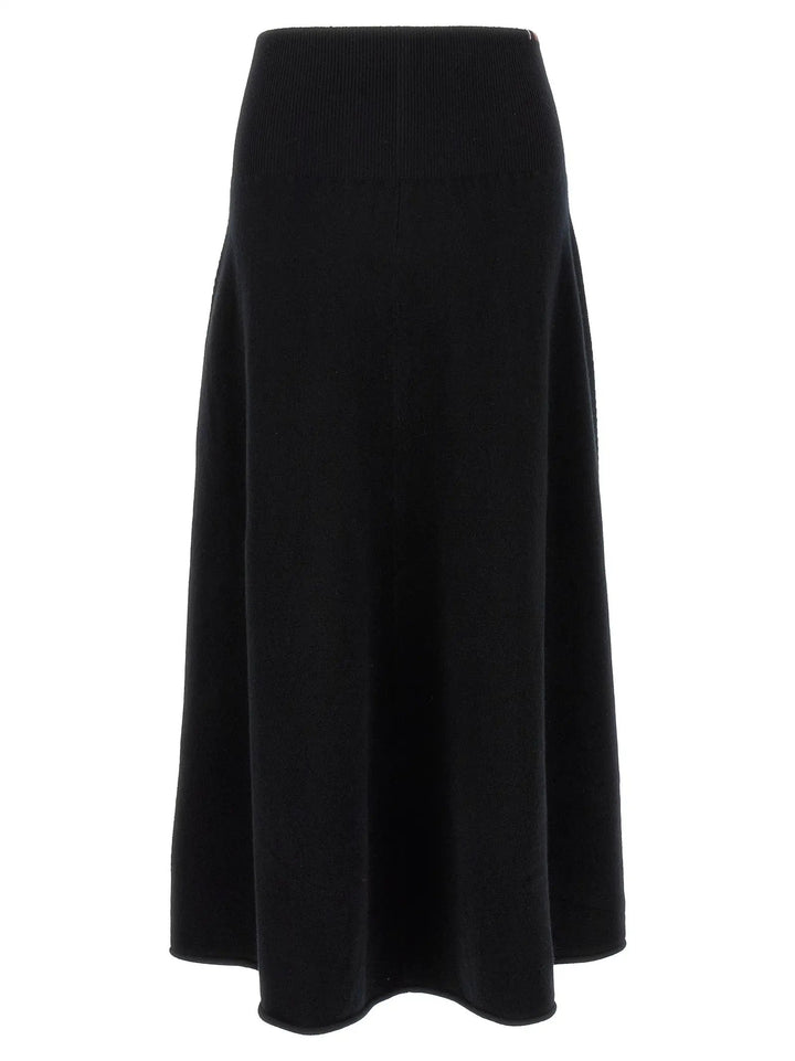Extreme Cashmere Sample Sale | Extreme Cashmere Black Cashmere Midi Skirt - | Designer outlet
