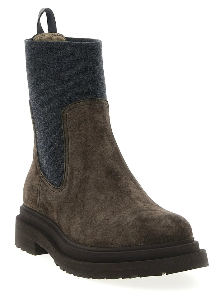 Brunello Cucinelli Sample Sale | Brunello Cucinelli Brown Calfskin Ankle Boots - | Designer outlet