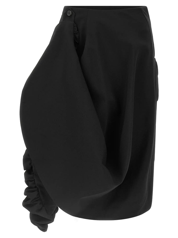 Comme Des Garçons Sample Sale | Comme Des Garçons Black Wool Midi Skirt - | Designer outlet
