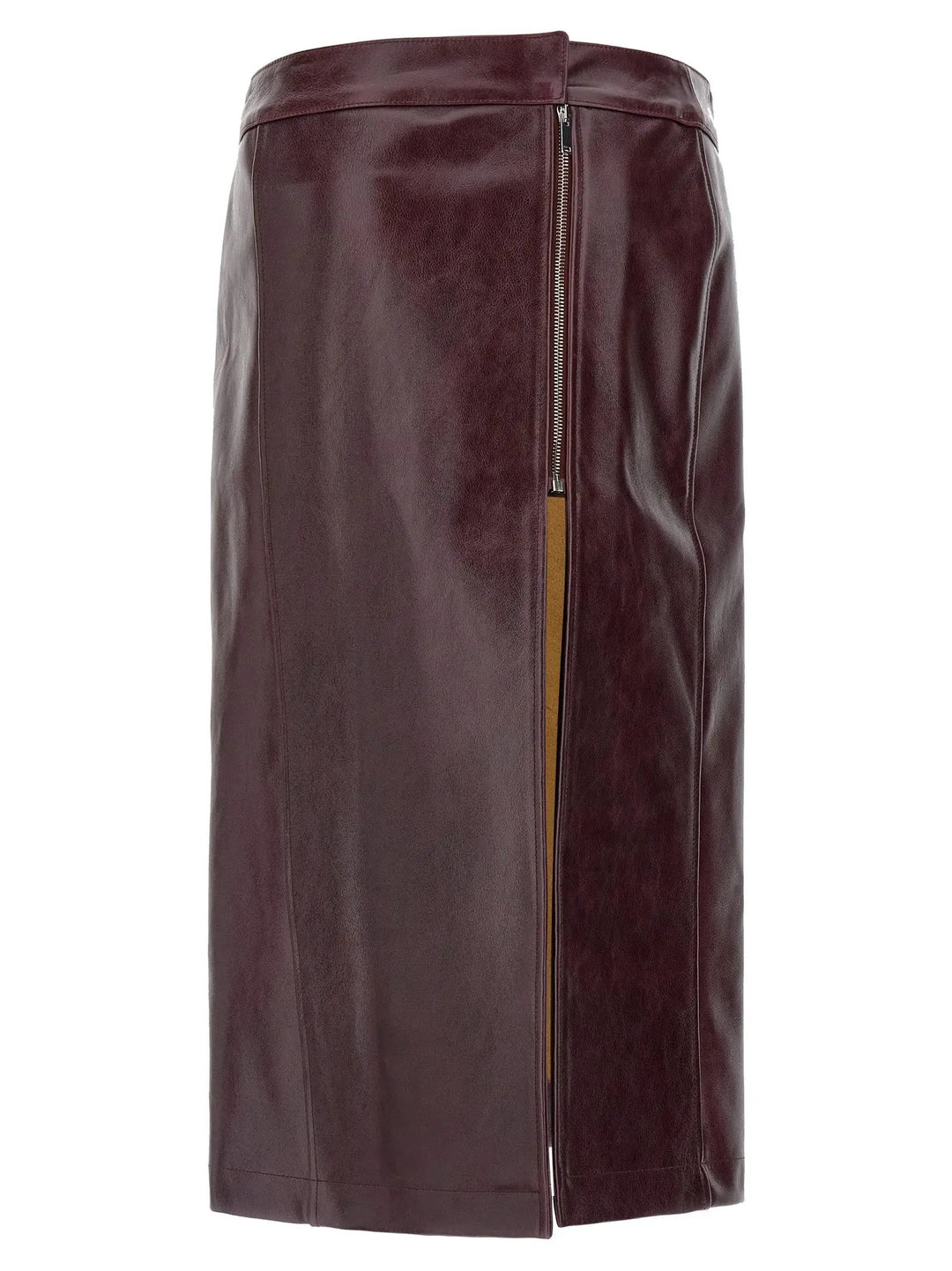Armarium Sample Sale | Armarium Bordeaux Cowhide Midi Skirt - | Designer outlet