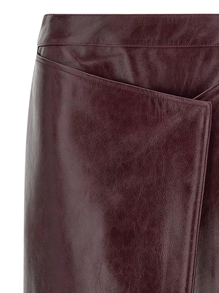 Armarium Sample Sale | Armarium Bordeaux Cowhide Midi Skirt - | Designer outlet