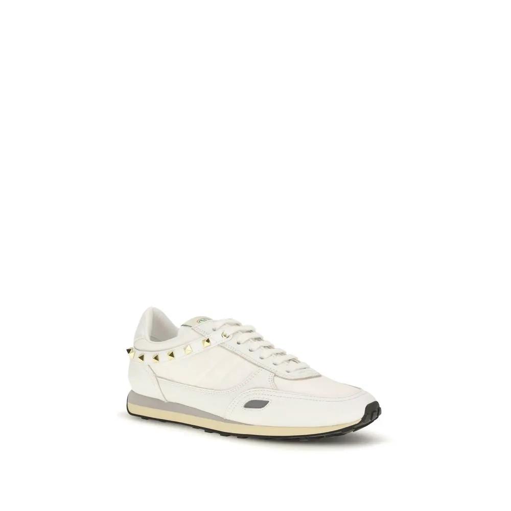 Valentino Garavani Sample Sale | Valentino Garavani White Calf Leather Bos Taurus Athletic Sneakers - | Designer outlet