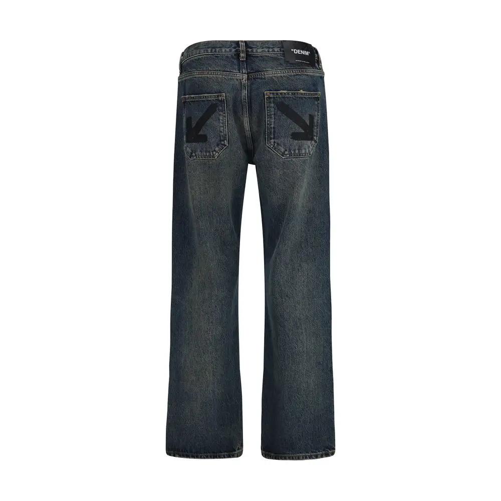 Off-White Sample Sale | Off-White Blue Cotton Straight-Leg Jeans - | Designer outlet