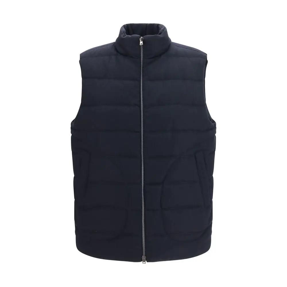 Herno Sample Sale | Herno Blue Wool Oves Aries Sleeveless Jacket - | Designer outlet
