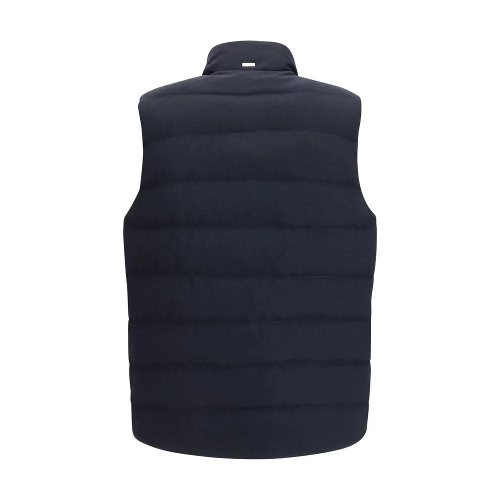 Herno Sample Sale | Herno Blue Wool Oves Aries Sleeveless Jacket - | Designer outlet