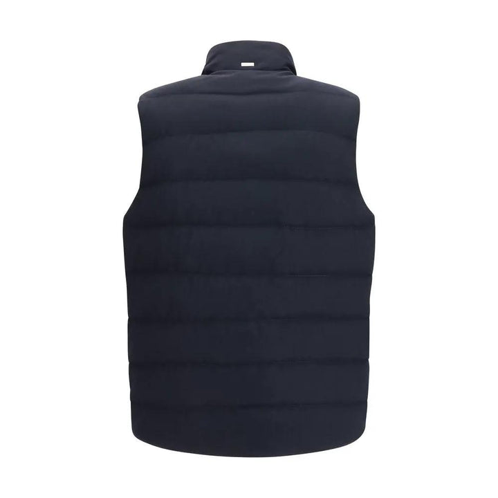 Herno Sample Sale | Herno Blue Wool Oves Aries Sleeveless Jacket - | Designer outlet