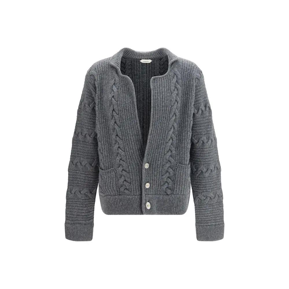 Versace Sample Sale | Versace Gray Wool Oves Aries Cardigan - | Designer outlet