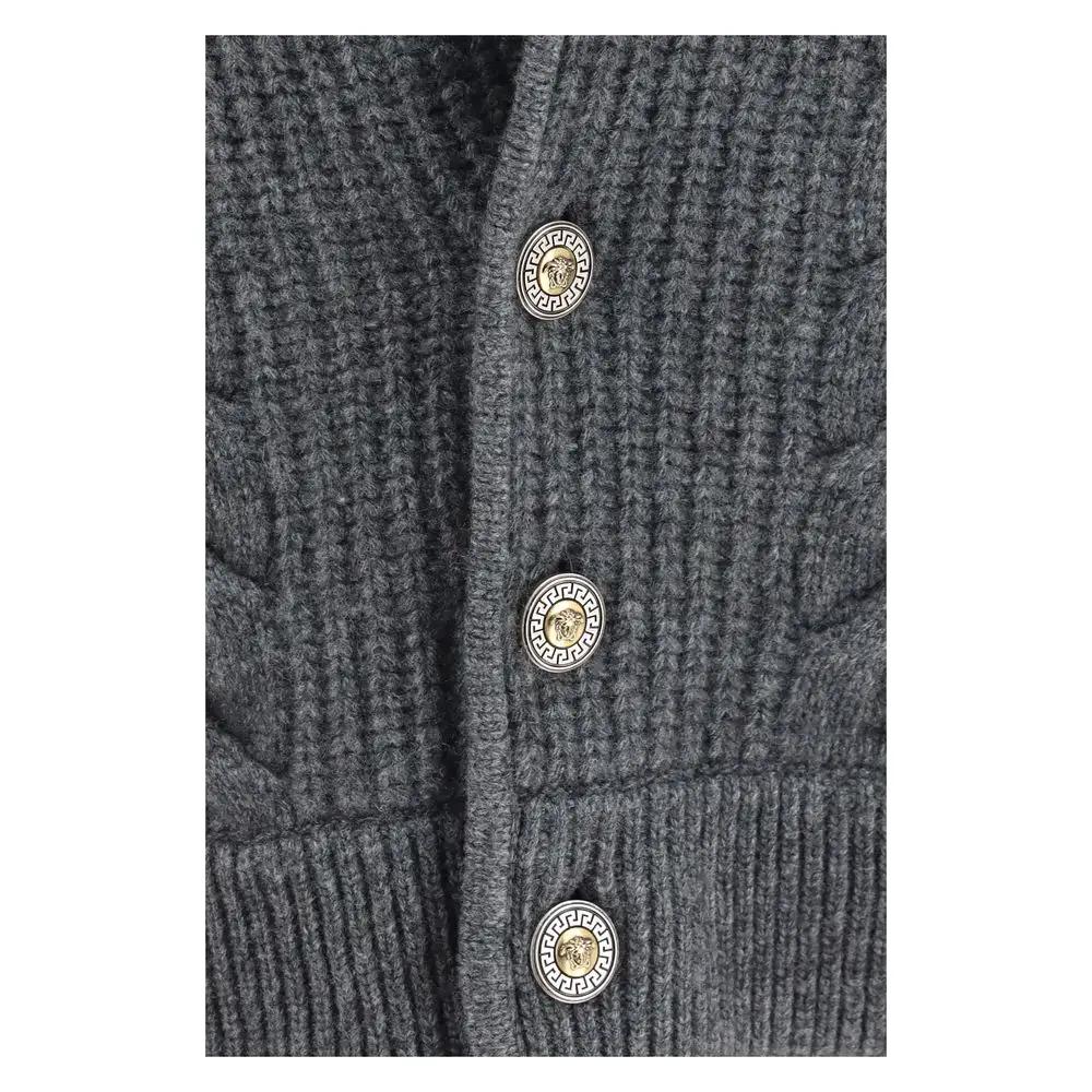 Versace Sample Sale | Versace Gray Wool Oves Aries Cardigan - | Designer outlet