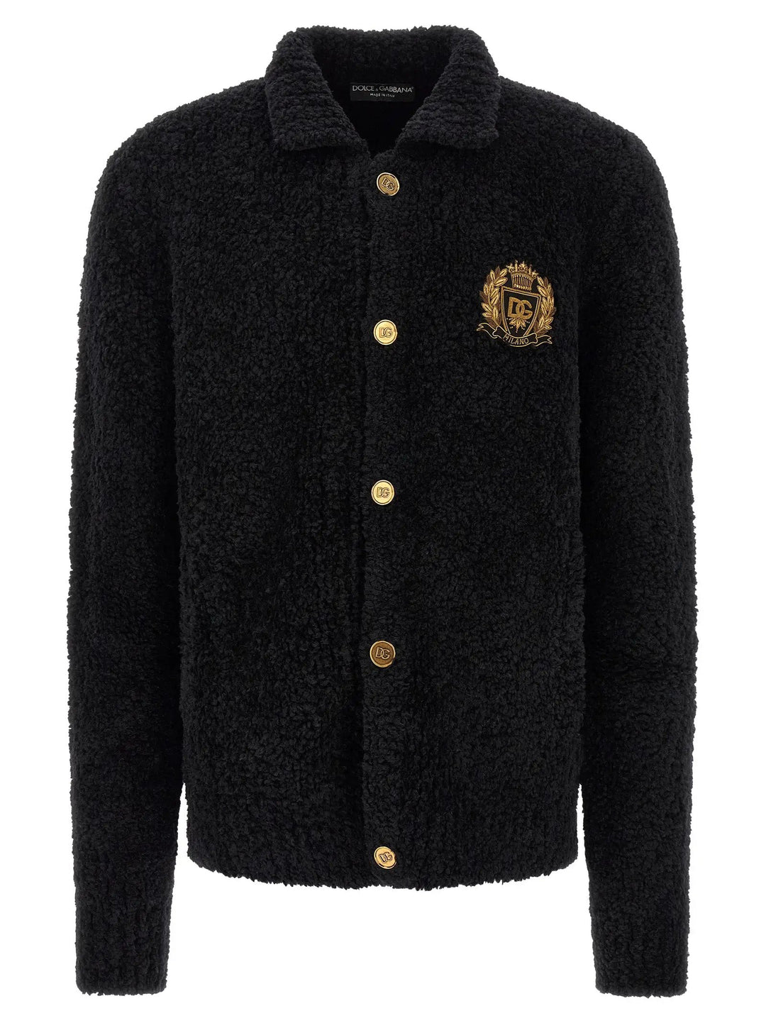 Dolce &amp; Gabbana Sample Sale | Dolce &amp; Gabbana Black Alpaca Leather Cardigan - | Designer outlet