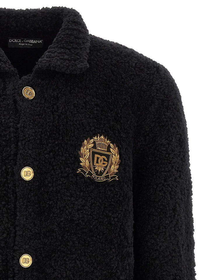 Dolce &amp; Gabbana Sample Sale | Dolce &amp; Gabbana Black Alpaca Leather Cardigan - | Designer outlet
