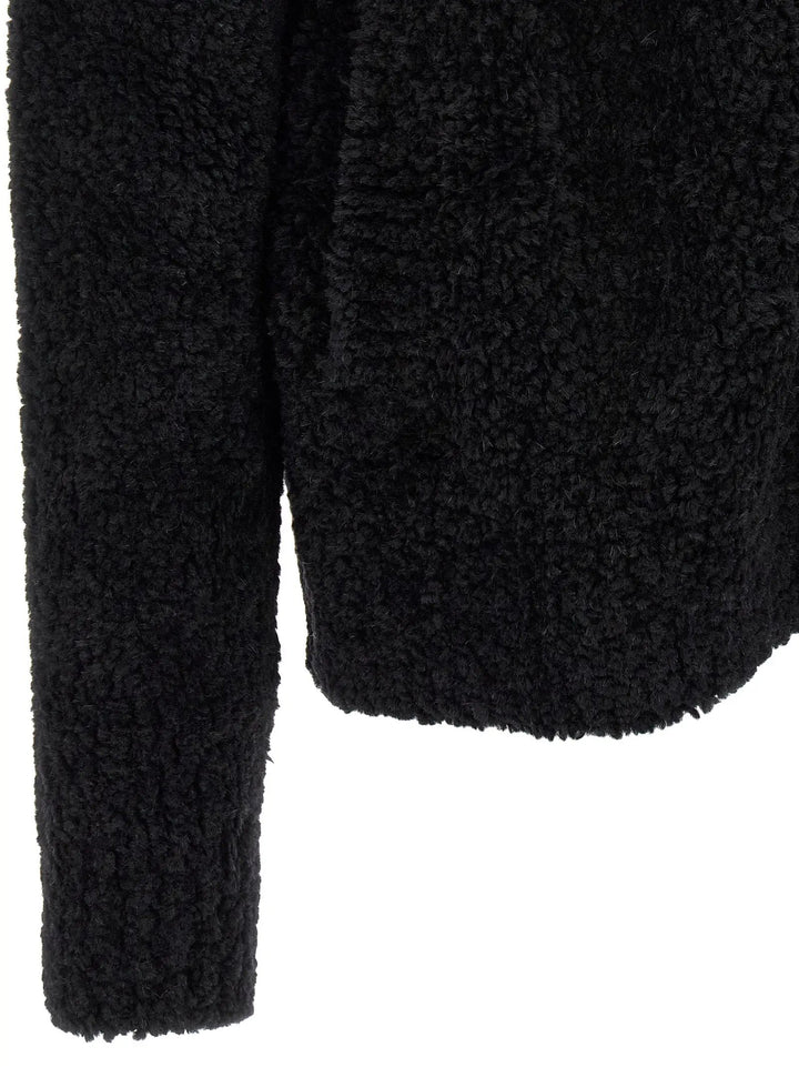 Dolce &amp; Gabbana Sample Sale | Dolce &amp; Gabbana Black Alpaca Leather Cardigan - | Designer outlet
