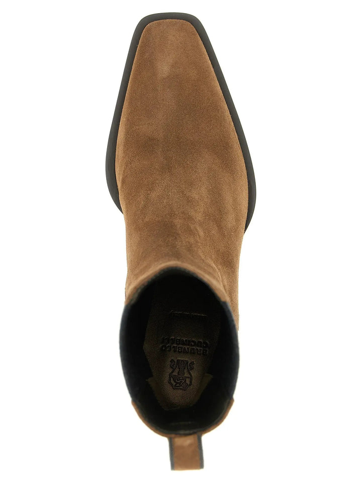 Brunello Cucinelli Sample Sale | Brunello Cucinelli Brown Calfskin Chelsea Boots - | Designer outlet