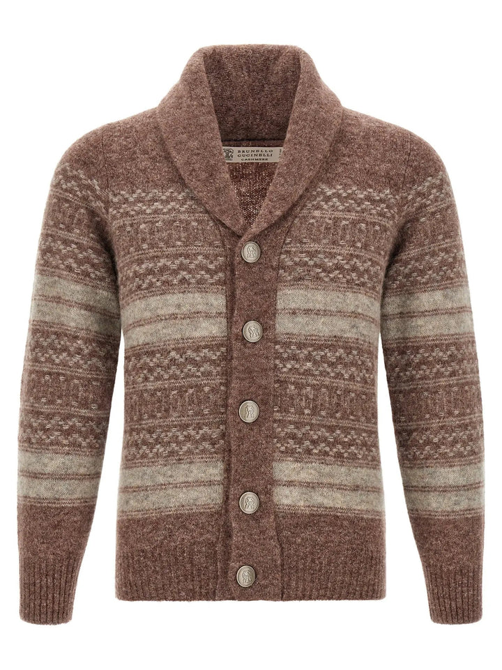 Brunello Cucinelli Sample Sale | Brunello Cucinelli Brown Alpaca Leather Cardigan - | Designer outlet