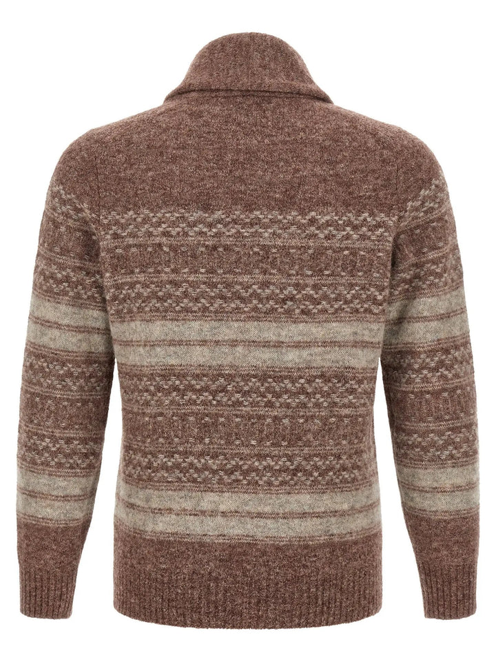 Brunello Cucinelli Sample Sale | Brunello Cucinelli Brown Alpaca Leather Cardigan - | Designer outlet