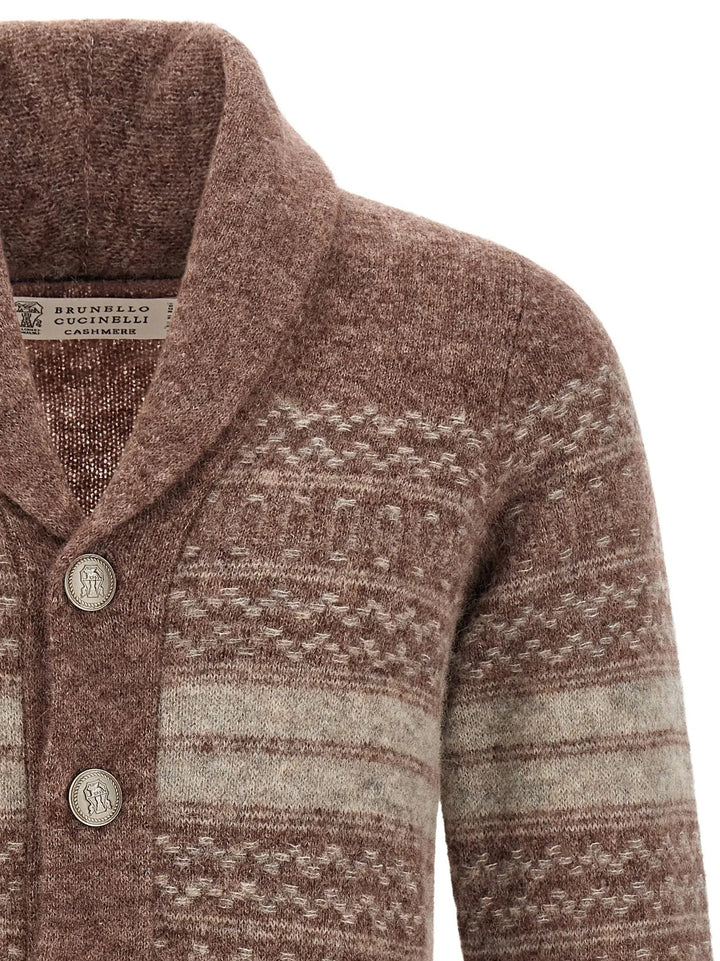 Brunello Cucinelli Sample Sale | Brunello Cucinelli Brown Alpaca Leather Cardigan - | Designer outlet