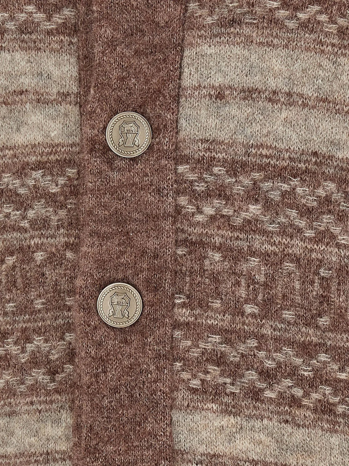 Brunello Cucinelli Sample Sale | Brunello Cucinelli Brown Alpaca Leather Cardigan - | Designer outlet