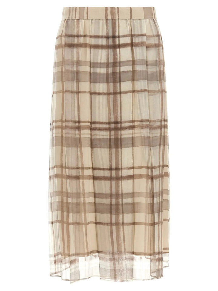 Brunello Cucinelli Sample Sale | Brunello Cucinelli Beige Silk Midi Skirt - | Designer outlet
