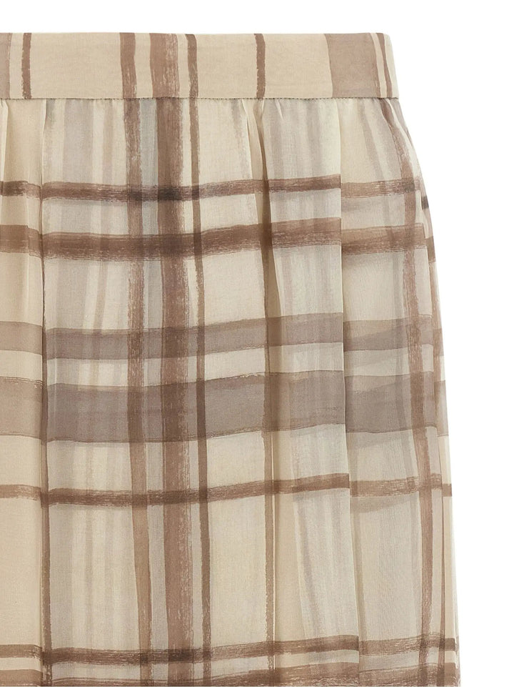 Brunello Cucinelli Sample Sale | Brunello Cucinelli Beige Silk Midi Skirt - | Designer outlet