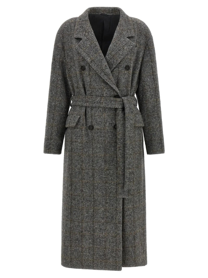 Brunello Cucinelli Sample Sale | Brunello Cucinelli Gray Alpaca Leather Coat - | Designer outlet