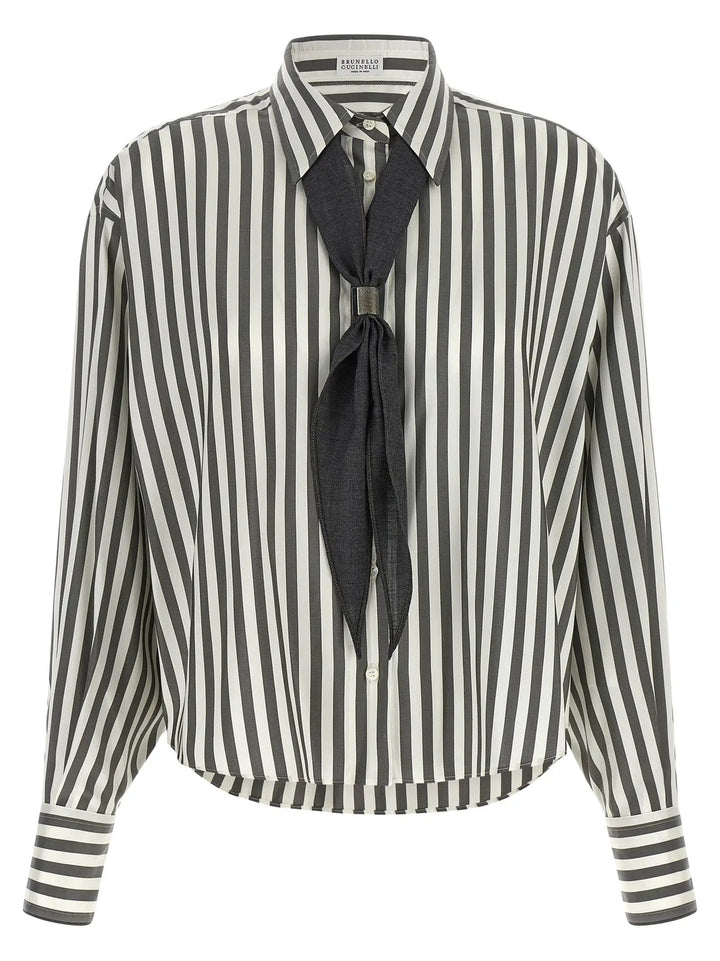 Brunello Cucinelli Sample Sale | Brunello Cucinelli Bicolor Silk Blouse - | Designer outlet