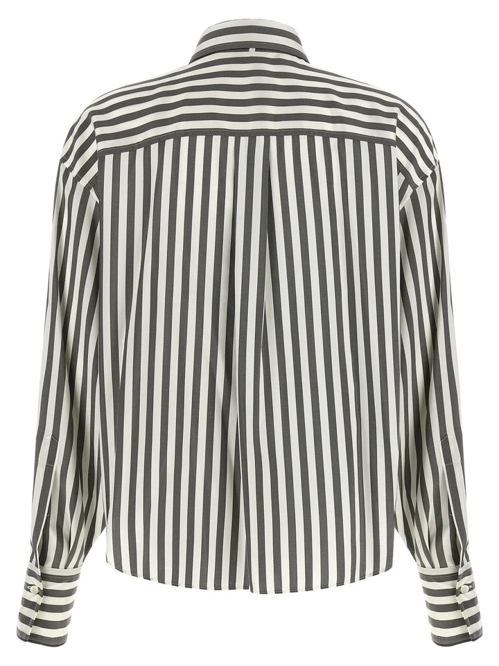 Brunello Cucinelli Sample Sale | Brunello Cucinelli Bicolor Silk Blouse - | Designer outlet