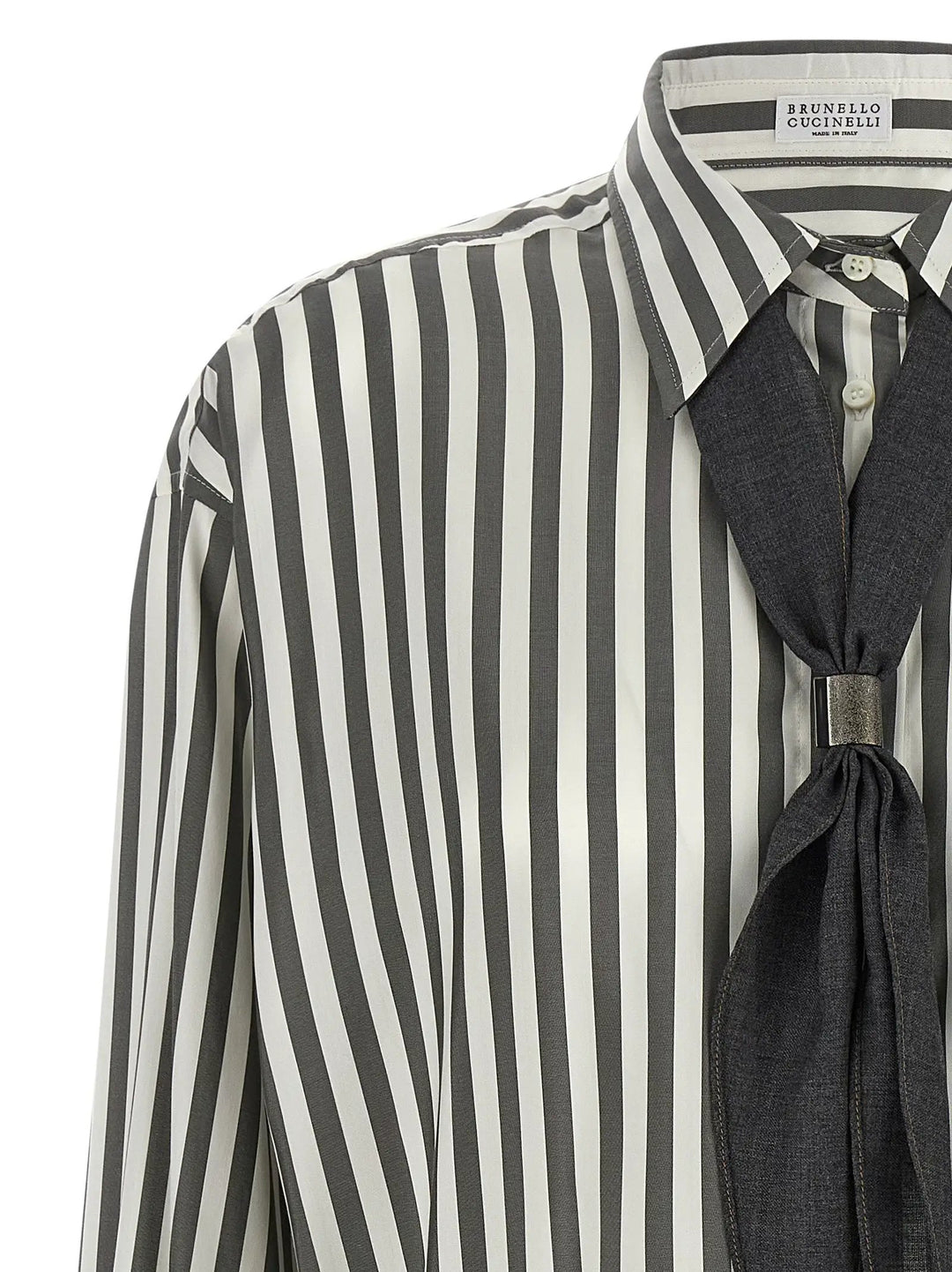 Brunello Cucinelli Sample Sale | Brunello Cucinelli Bicolor Silk Blouse - | Designer outlet