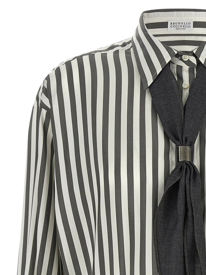 Brunello Cucinelli Sample Sale | Brunello Cucinelli Bicolor Silk Blouse - | Designer outlet