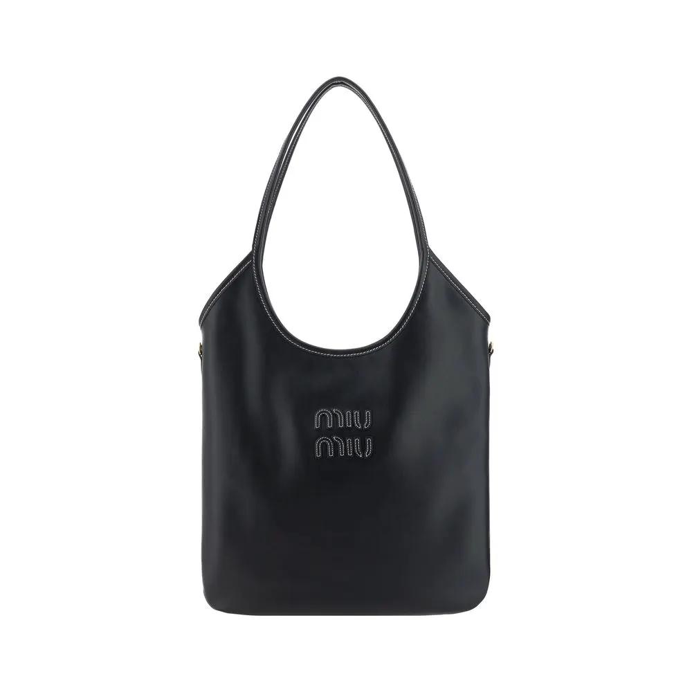 Miu Miu Sample Sale | Miu Miu Black Calf Leather Bos Taurus Shoulder Bag - | Designer outlet