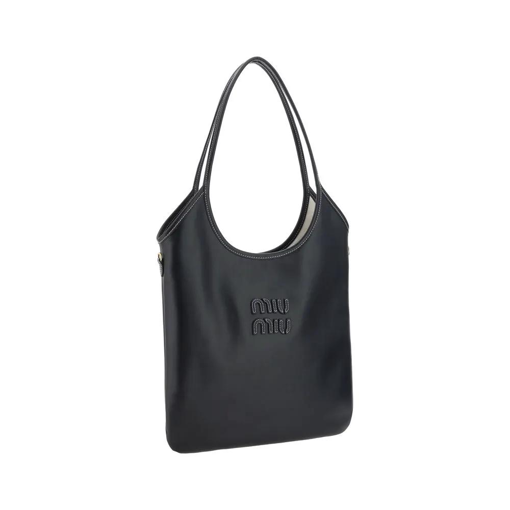 Miu Miu Sample Sale | Miu Miu Black Calf Leather Bos Taurus Shoulder Bag - | Designer outlet