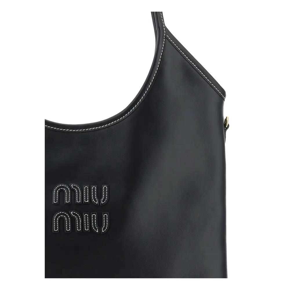 Miu Miu Sample Sale | Miu Miu Black Calf Leather Bos Taurus Shoulder Bag - | Designer outlet