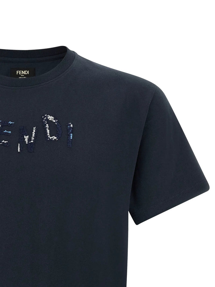Fendi Sample Sale | Fendi Blue Cotton T-Shirt - | Designer outlet