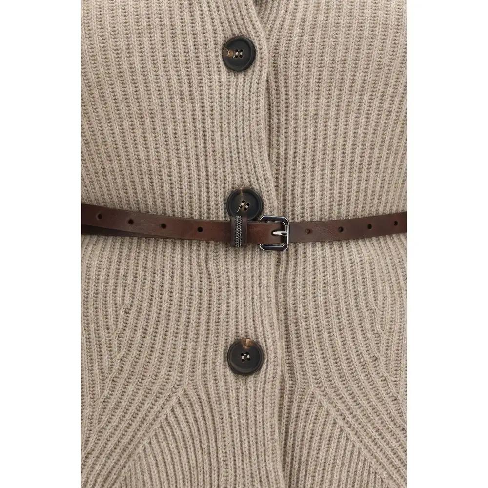 Brunello Cucinelli Sample Sale | Brunello Cucinelli Beige Wool Oves Aries Cardigan - | Designer outlet