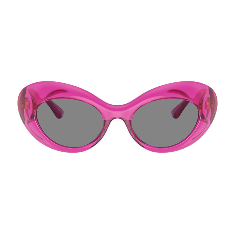 Versace Sunglasses Oval Full Rim, Pink Transparent Frame and Dark Grey Lens VE4456U533487