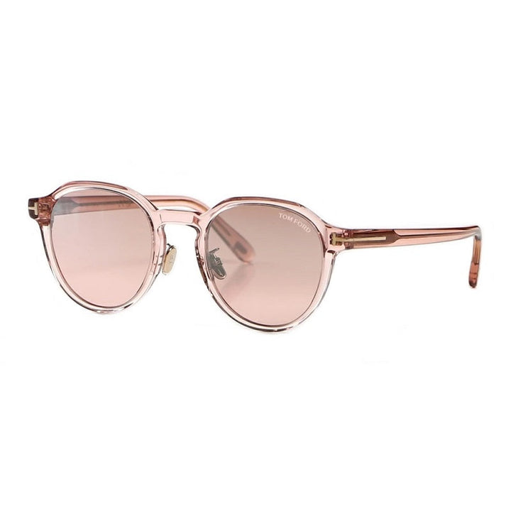 Tom Ford Round Full Rim, with a Transparent Pink frame and Pink Mirror lens.