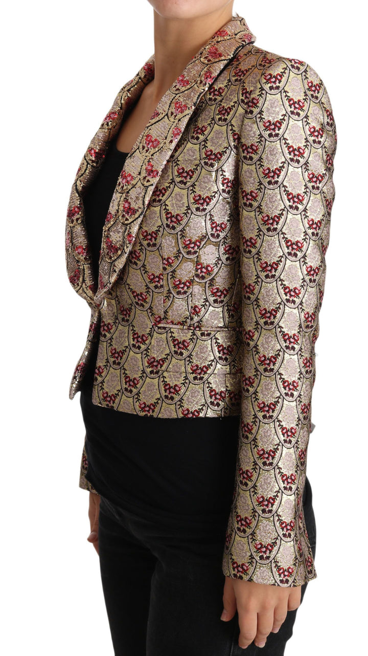 Dolce & Gabbana - Dolce & Gabbana Glittering Gold Floral Sequined Blazer Jacket - JKT2420 - 38 - Ask Me Wear