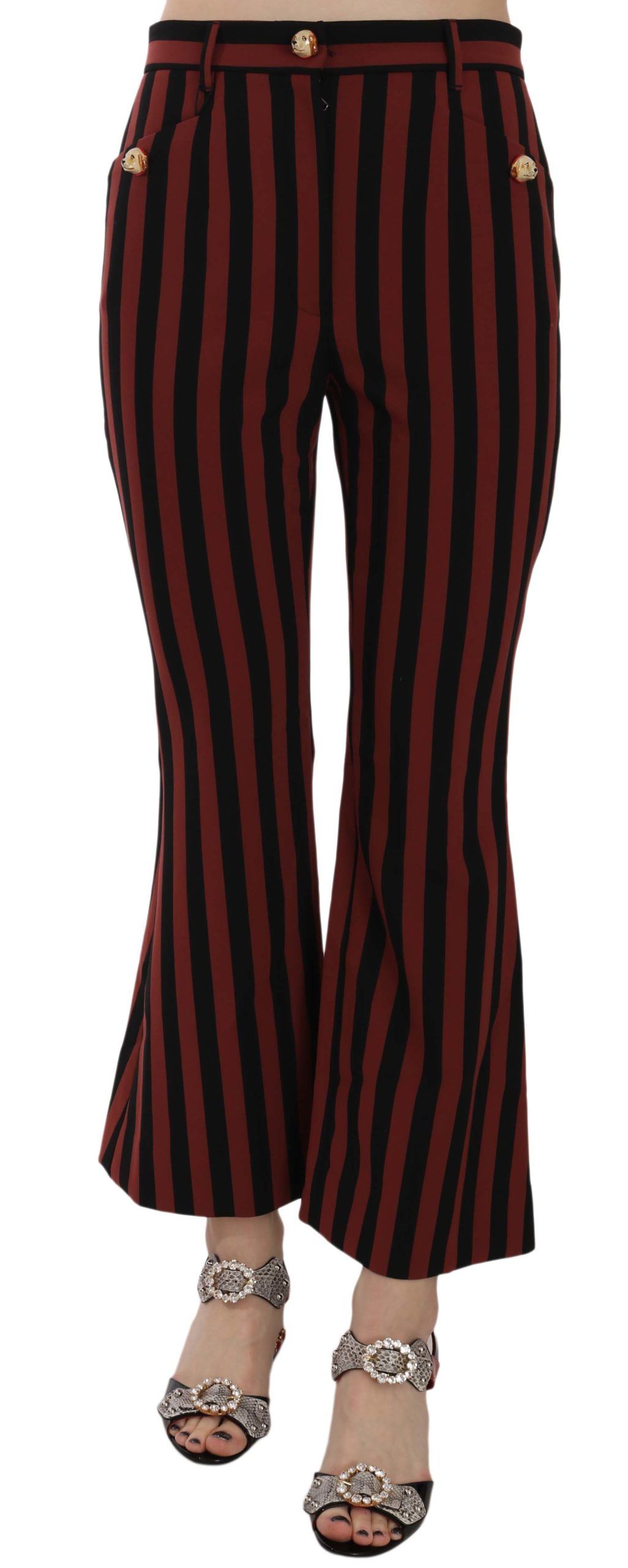 Dolce &amp; Gabbana Sample Sale Dolce &amp; Gabbana Black Amaranth Stripe Cropped Flared Pants - | Designer outlet