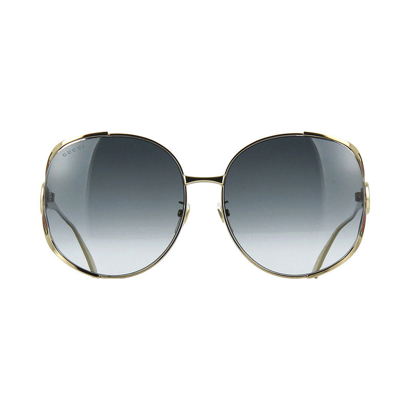 Gucci Sunglasses Round Full Rim, Gold Frame and Grey Gradient Lens GG0225S001