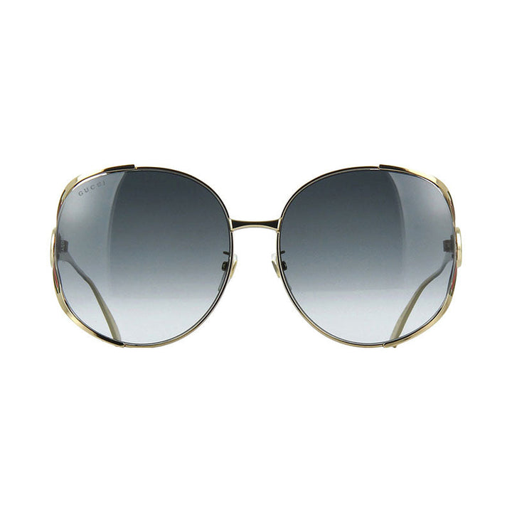 Gucci Sunglasses Round Full Rim, Gold Frame and Grey Gradient Lens GG0225S001